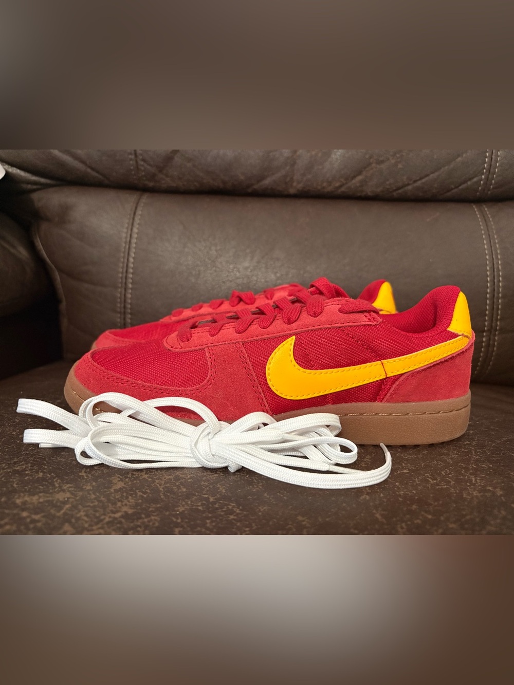 Nike Red field general Sneakers with Yellow Swoosh and White Laces